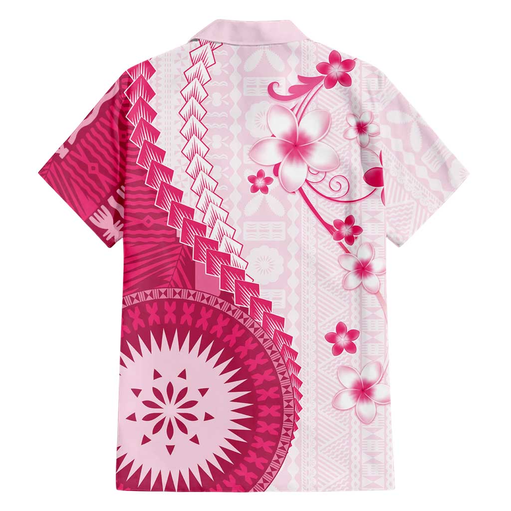 Bula Fiji Family Matching Mermaid Dress and Hawaiian Shirt Pink Plumeria Masi Tapa Pattern - Polynesian Pride