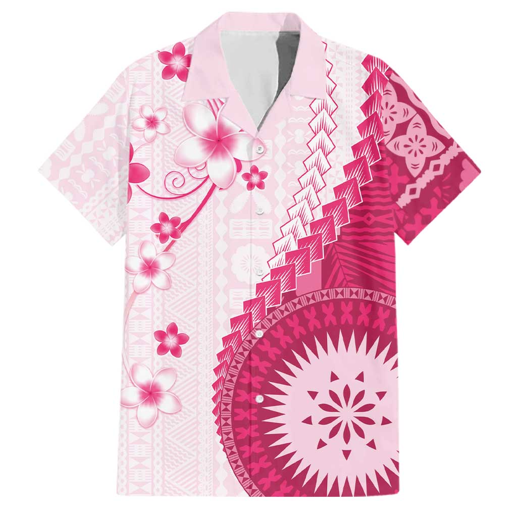 Bula Fiji Family Matching Tank Maxi Dress and Hawaiian Shirt Pink Plumeria Masi Tapa Pattern - Polynesian Pride