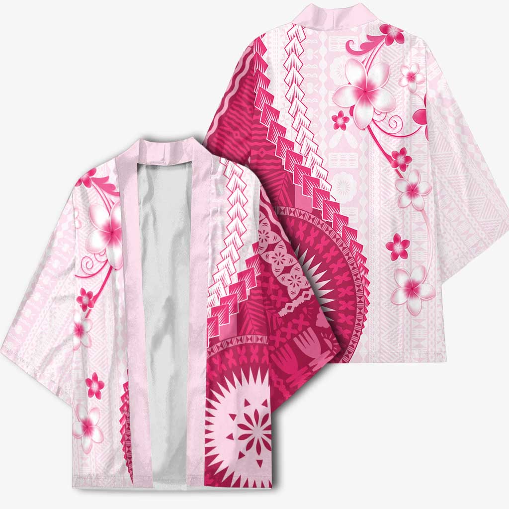 Bula Fiji Kimono Pink Plumeria Masi Tapa Pattern LT05 - Polynesian Pride