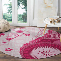 Bula Fiji Round Carpet Pink Plumeria Masi Tapa Pattern LT05 - Polynesian Pride