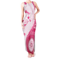 Bula Fiji Tank Maxi Dress Pink Plumeria Masi Tapa Pattern LT05 Women Pink - Polynesian Pride
