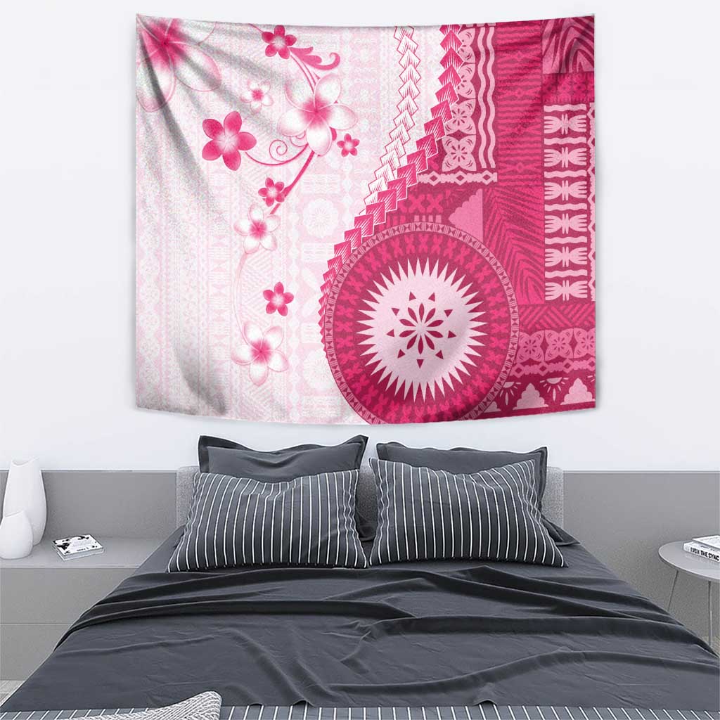 Bula Fiji Tapestry Pink Plumeria Masi Tapa Pattern LT05 - Polynesian Pride