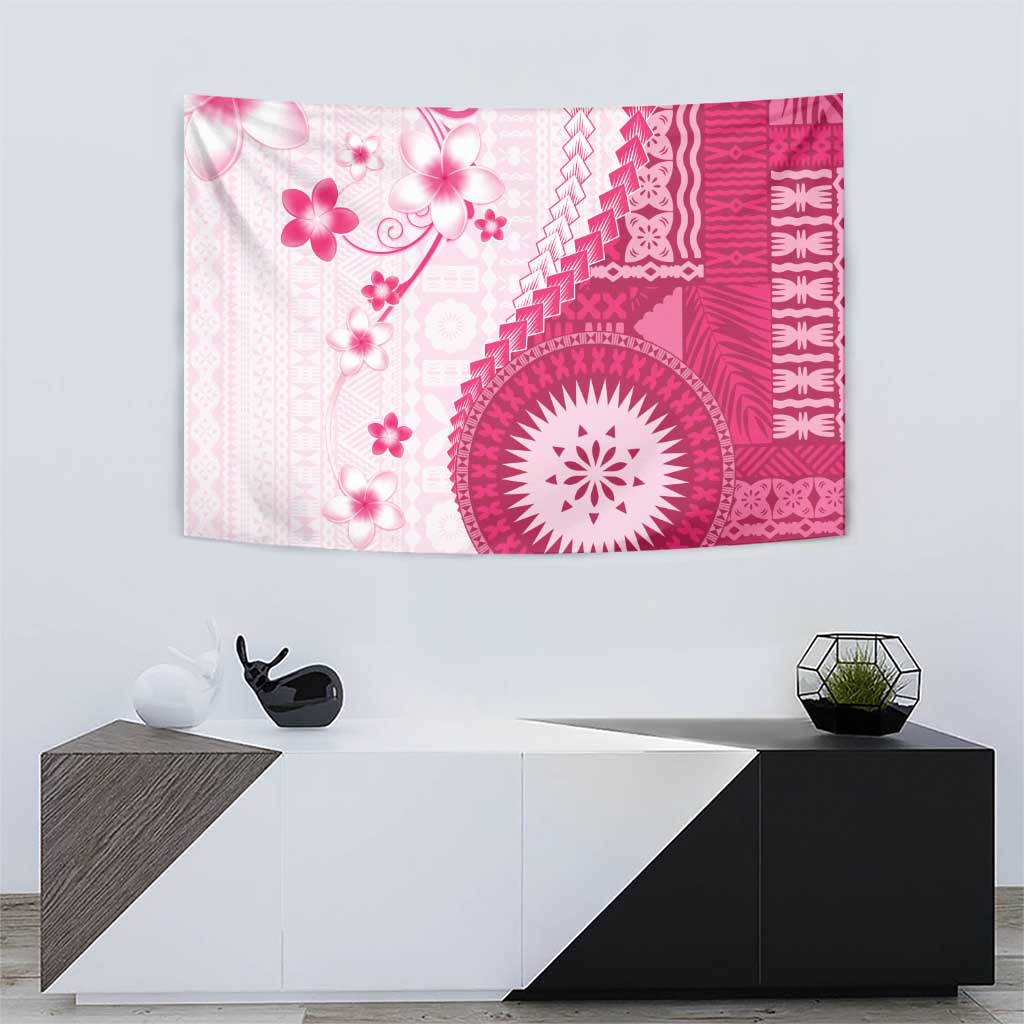 Bula Fiji Tapestry Pink Plumeria Masi Tapa Pattern LT05 - Polynesian Pride