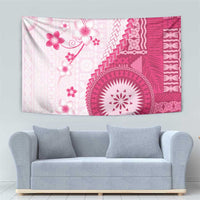 Bula Fiji Tapestry Pink Plumeria Masi Tapa Pattern LT05 - Polynesian Pride