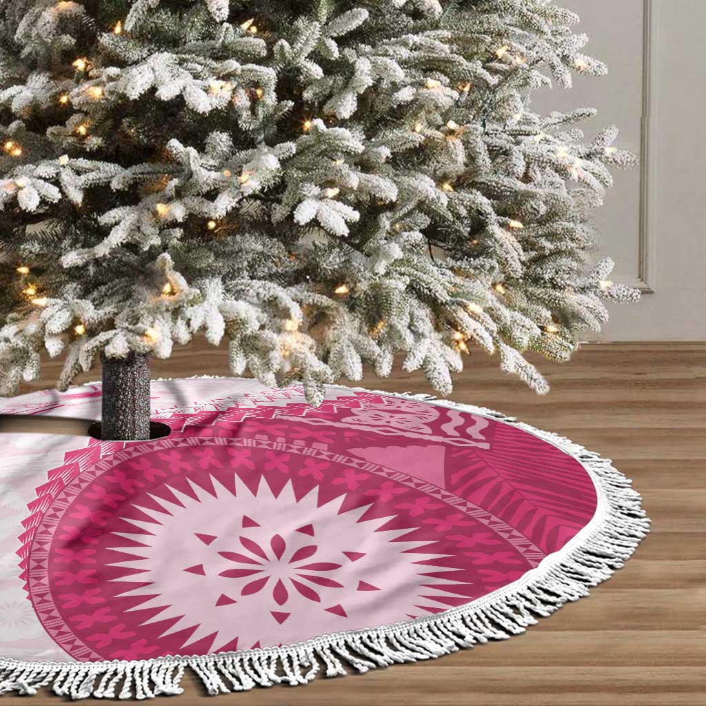Bula Fiji Tree Skirt Pink Plumeria Masi Tapa Pattern LT05 - Polynesian Pride