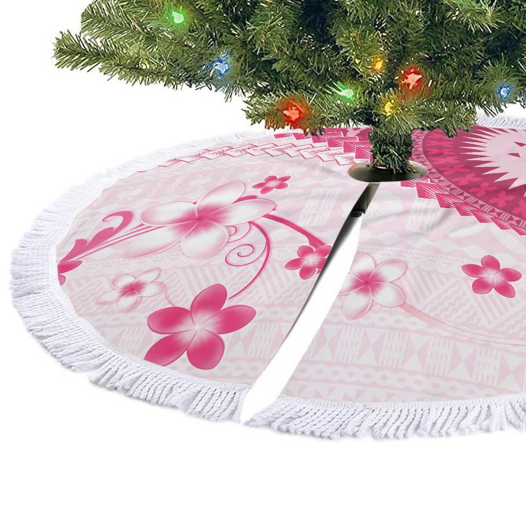 Bula Fiji Tree Skirt Pink Plumeria Masi Tapa Pattern LT05 - Polynesian Pride