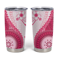Bula Fiji Tumbler Cup Pink Plumeria Masi Tapa Pattern LT05 Pink - Polynesian Pride