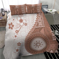 Bula Fiji Bedding Set Brown Plumeria Masi Tapa Pattern LT05 - Polynesian Pride