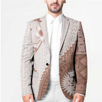 Bula Fiji Blazer Brown Plumeria Masi Tapa Pattern LT05 - Polynesian Pride