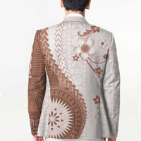 Bula Fiji Blazer Brown Plumeria Masi Tapa Pattern LT05 - Polynesian Pride