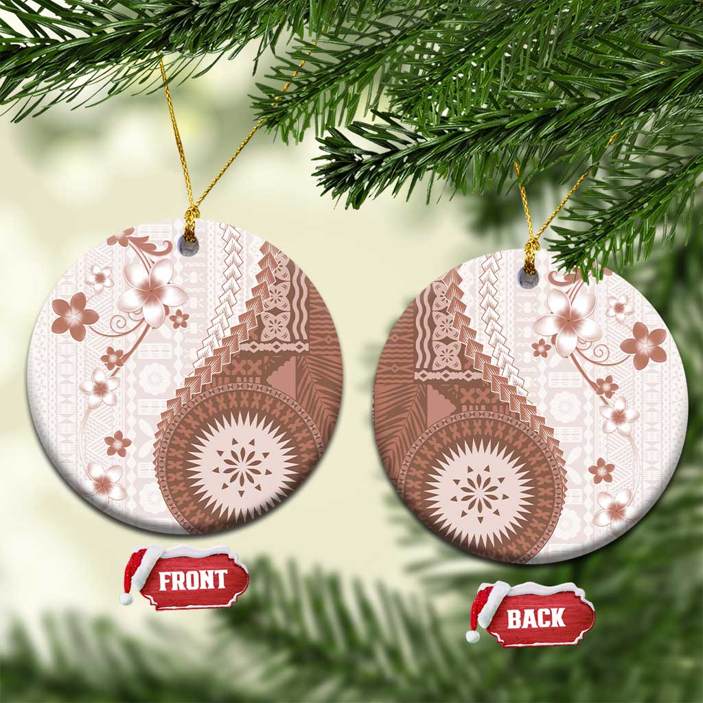 Bula Fiji Ceramic Ornament Brown Plumeria Masi Tapa Pattern LT05 Circle Brown - Polynesian Pride