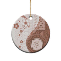 Bula Fiji Ceramic Ornament Brown Plumeria Masi Tapa Pattern LT05 - Polynesian Pride