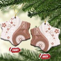 Bula Fiji Ceramic Ornament Brown Plumeria Masi Tapa Pattern LT05 Snow Flake Brown - Polynesian Pride