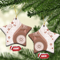 Bula Fiji Ceramic Ornament Brown Plumeria Masi Tapa Pattern LT05 Star Brown - Polynesian Pride