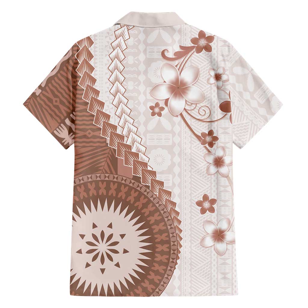 Bula Fiji Family Matching Summer Maxi Dress and Hawaiian Shirt Brown Plumeria Masi Tapa Pattern - Polynesian Pride