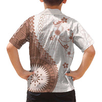 Bula Fiji Family Matching Tank Maxi Dress and Hawaiian Shirt Brown Plumeria Masi Tapa Pattern - Polynesian Pride