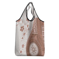 Bula Fiji Grocery Bag Brown Plumeria Masi Tapa Pattern LT05 - Polynesian Pride