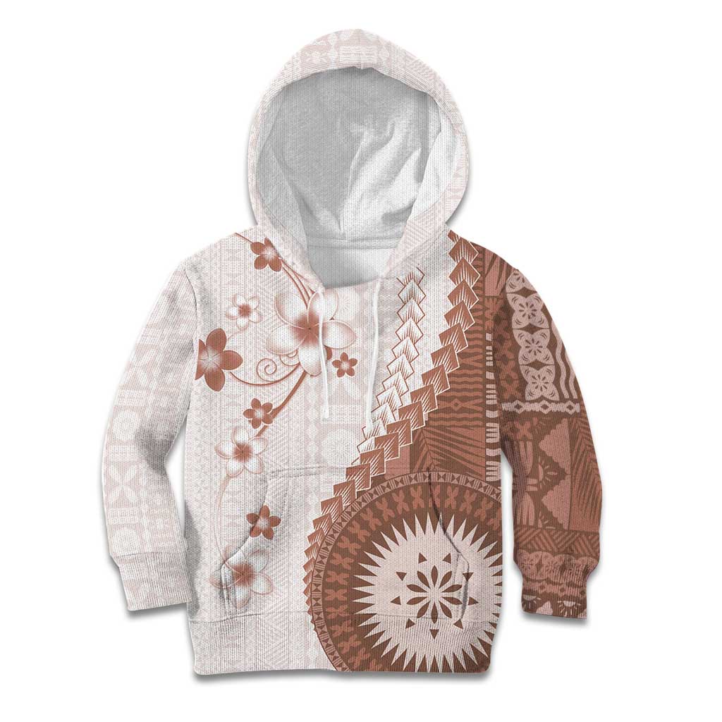 Bula Fiji Kid Hoodie Brown Plumeria Masi Tapa Pattern LT05 Hoodie Brown - Polynesian Pride