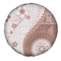Bula Fiji Spare Tire Cover Brown Plumeria Masi Tapa Pattern LT05 - Polynesian Pride