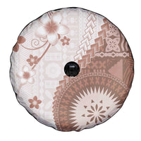 Bula Fiji Spare Tire Cover Brown Plumeria Masi Tapa Pattern LT05 - Polynesian Pride