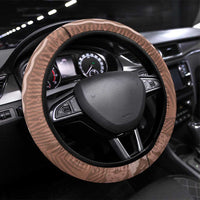 Bula Fiji Steering Wheel Cover Brown Plumeria Masi Tapa Pattern LT05 Universal Fit Brown - Polynesian Pride