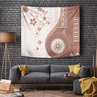 Bula Fiji Tapestry Brown Plumeria Masi Tapa Pattern LT05 Brown - Polynesian Pride
