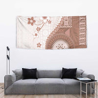 Bula Fiji Tapestry Brown Plumeria Masi Tapa Pattern LT05 - Polynesian Pride
