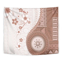 Bula Fiji Tapestry Brown Plumeria Masi Tapa Pattern LT05 - Polynesian Pride