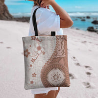 Bula Fiji Tote Bag Brown Plumeria Masi Tapa Pattern LT05 - Polynesian Pride