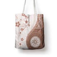 Bula Fiji Tote Bag Brown Plumeria Masi Tapa Pattern LT05 - Polynesian Pride