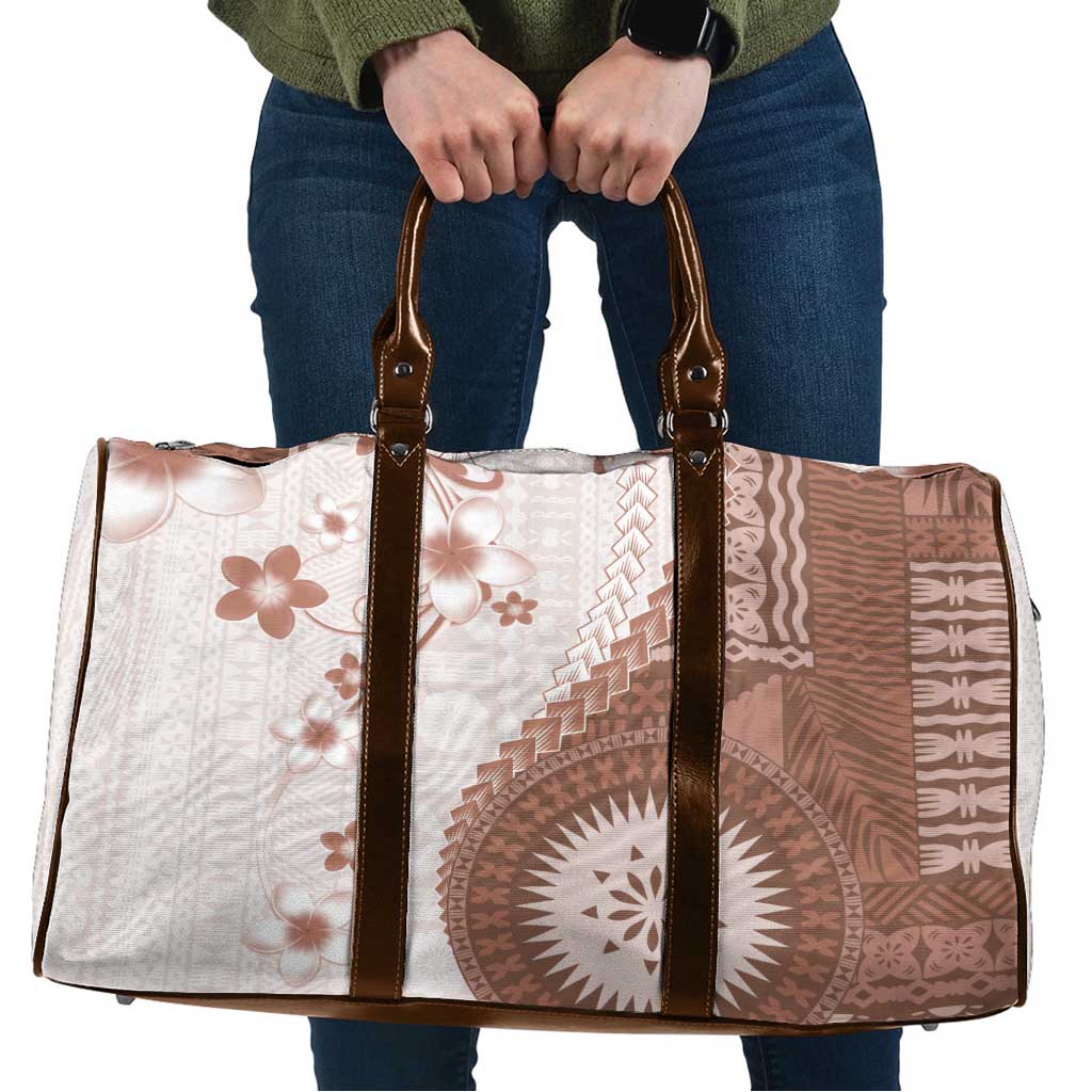 Bula Fiji Travel Bag Brown Plumeria Masi Tapa Pattern LT05 Brown - Polynesian Pride