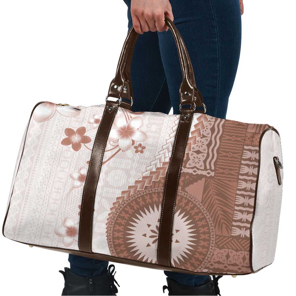 Bula Fiji Travel Bag Brown Plumeria Masi Tapa Pattern LT05 - Polynesian Pride
