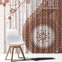 Bula Fiji Window Curtain Brown Plumeria Masi Tapa Pattern LT05 - Polynesian Pride