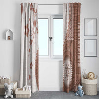 Bula Fiji Window Curtain Brown Plumeria Masi Tapa Pattern LT05 - Polynesian Pride