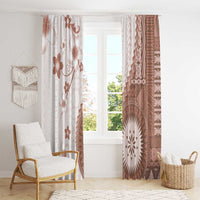 Bula Fiji Window Curtain Brown Plumeria Masi Tapa Pattern LT05 - Polynesian Pride