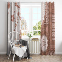 Bula Fiji Window Curtain Brown Plumeria Masi Tapa Pattern LT05 - Polynesian Pride