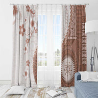 Bula Fiji Window Curtain Brown Plumeria Masi Tapa Pattern LT05 - Polynesian Pride