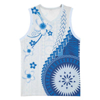 Bula Fiji Basketball Jersey Blue Plumeria Masi Tapa Pattern LT05 Unisex Blue - Polynesian Pride