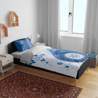 Bula Fiji Bedding Set Blue Plumeria Masi Tapa Pattern LT05 - Polynesian Pride