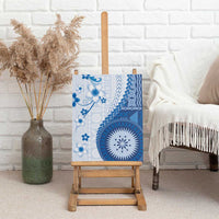 Bula Fiji Canvas Wall Art Blue Plumeria Masi Tapa Pattern LT05 - Polynesian Pride