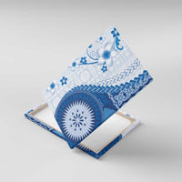 Bula Fiji Canvas Wall Art Blue Plumeria Masi Tapa Pattern LT05 With Frame Blue - Polynesian Pride