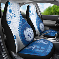 Bula Fiji Car Seat Cover Blue Plumeria Masi Tapa Pattern LT05 - Polynesian Pride