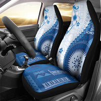 Bula Fiji Car Seat Cover Blue Plumeria Masi Tapa Pattern LT05 - Polynesian Pride