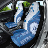 Bula Fiji Car Seat Cover Blue Plumeria Masi Tapa Pattern LT05 - Polynesian Pride