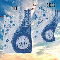 Bula Fiji Garden Flag Blue Plumeria Masi Tapa Pattern LT05 - Polynesian Pride