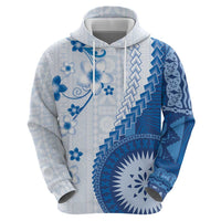Bula Fiji Hoodie Blue Plumeria Masi Tapa Pattern LT05 - Polynesian Pride