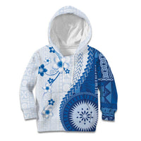 Bula Fiji Kid Hoodie Blue Plumeria Masi Tapa Pattern LT05 Hoodie Blue - Polynesian Pride