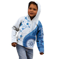 Bula Fiji Kid Hoodie Blue Plumeria Masi Tapa Pattern LT05 - Polynesian Pride