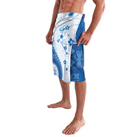 Bula Fiji Lavalava Blue Plumeria Masi Tapa Pattern LT05 - Polynesian Pride