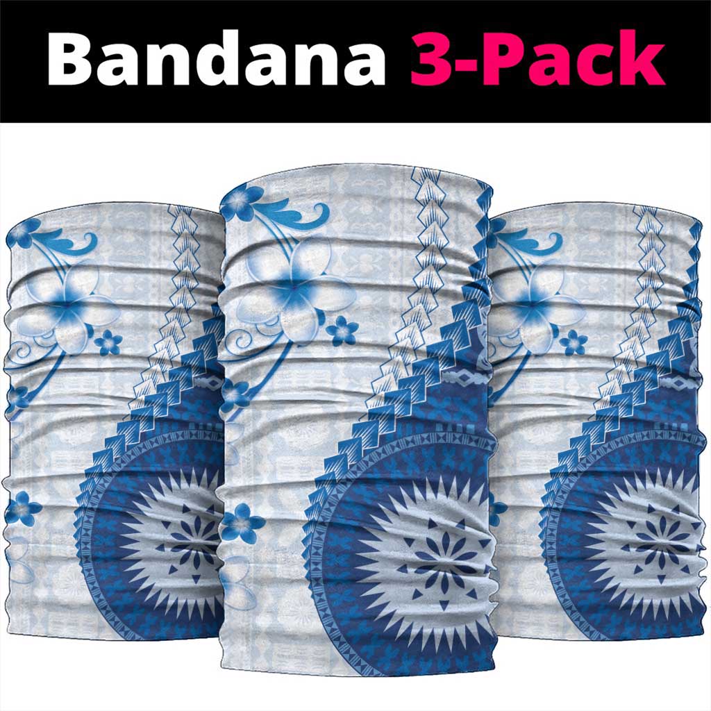 Bula Fiji Neck Gaiter Blue Plumeria Masi Tapa Pattern LT05 package One Size: 25*50cm Blue - Polynesian Pride